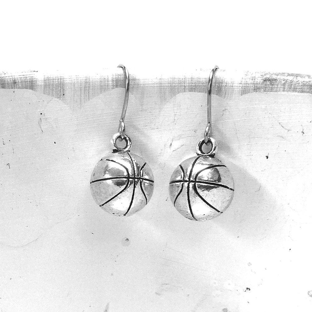 Miniature Basketball Sports Athletic Athlete Player Charm Earrings